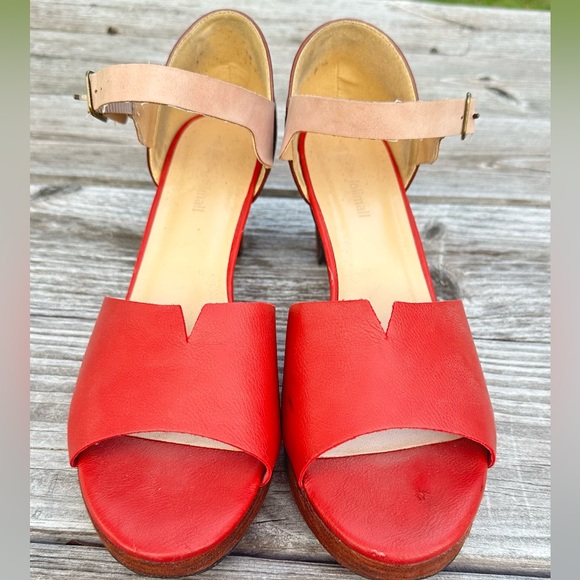 Red & Brown Chunky Heel Sandals - Picture 2 of 5